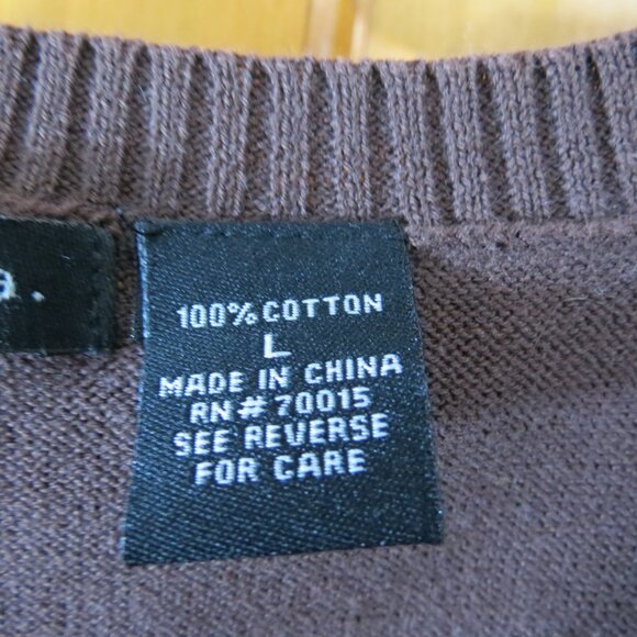 bentley a. Women's Sweater Vest Brown/Tan/Teal 100% Cotton Size Large - Picture 6 of 7